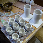 Richard Heeley at work in his pottery in Shropshire Feb 2018